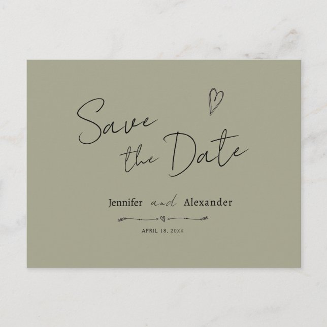 Invitation Postcar Enregistrer la date moderne hor (Devant)