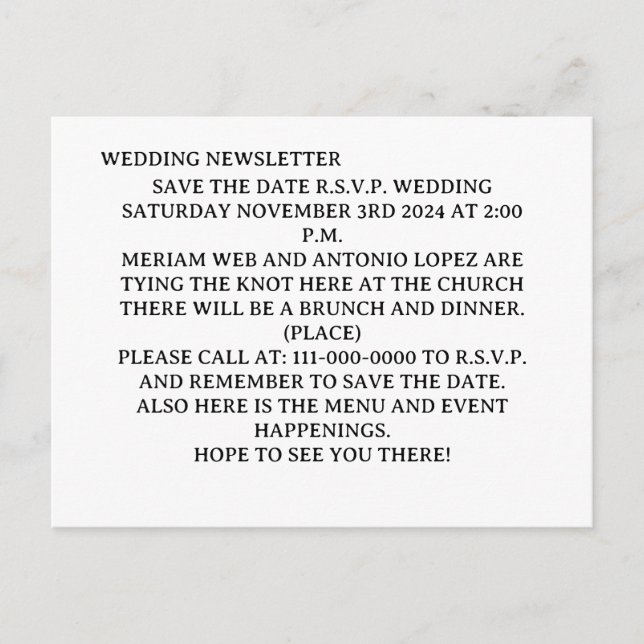 Invitation Postcard (Front)