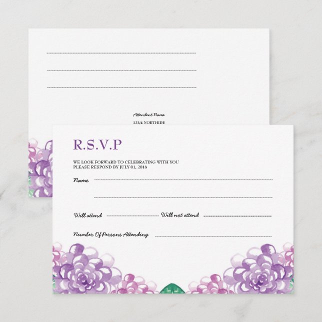 Invitation PostCard de mariage RSVP (Devant / Derrière)