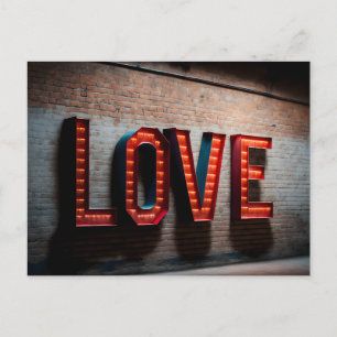 Invitation Postcard of Neon LOVE sign