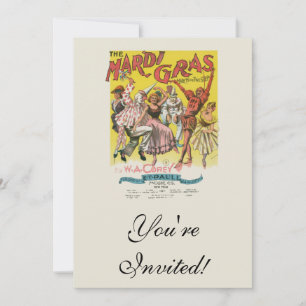 Invitation Poster Antique Jaune Mardi Gras