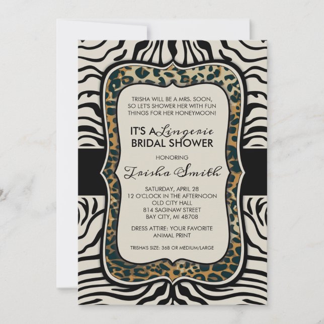 Invitation Poster de animal à la douche nuptiale (Devant)