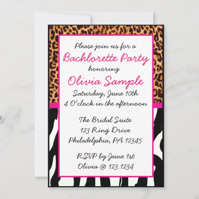 Invitation Poster de animal Bachlorette (Devant)