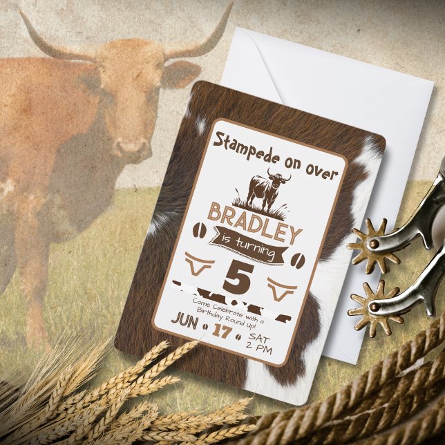 Invitation Poster de animal Bétail Stampede Anniversaire Brow (Créateur téléchargé)