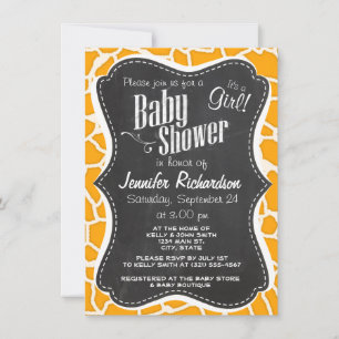 Invitation Poster de animal de girafe orange ambre ; tableau 