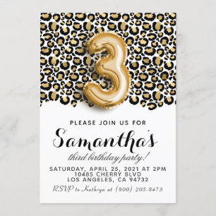 Invitation Poster de animal de Leopard pour le 3e