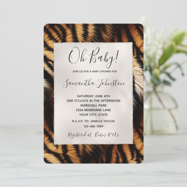 Invitation Poster de animal de tigre noir orange (Debout devant)