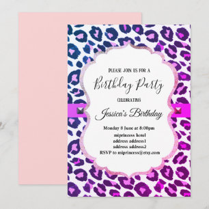 Invitation Poster de animal Leopard femme anniversaire invita