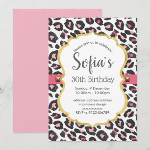 Invitation Poster de animal Leopard fille anniversaire
