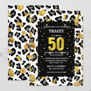 Invitation Poster de animal or noir parties scintillant motif