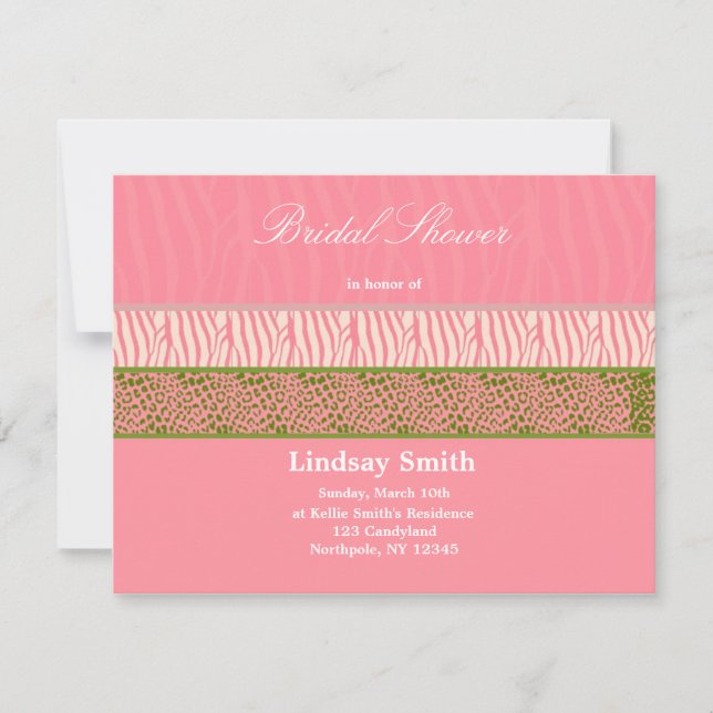 Invitation Poster de animal rose douche nuptiale (Devant)
