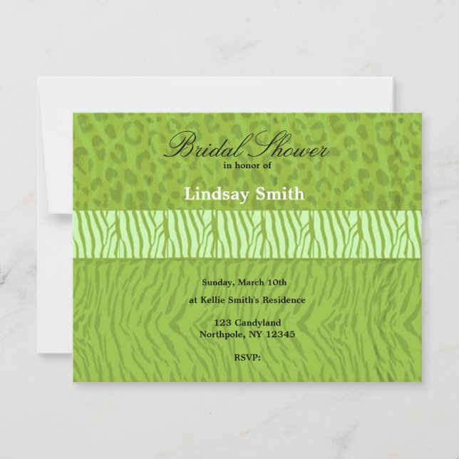 Invitation Poster de animal sauvage verte douche n (Devant)