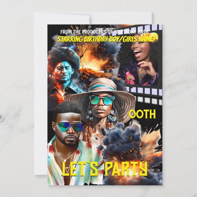 Invitation Poster de cinéma espion aventure melanin héros pho (Devant)