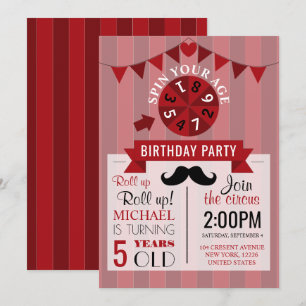 Invitation Poster de Cirque Classique Fête d'anniversaire pou