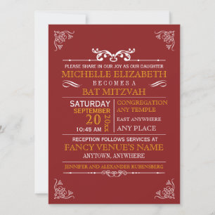 Invitation Poster de la typographie vintage Bar-Bat mitzvah