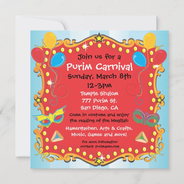 Invitation Poster de l'invitation de la fête du carnaval de P (Devant)