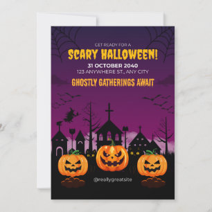 Invitation Poster d'Halloween violet hanté