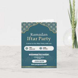 Invitation Poster d'invitation en bleu, blanc et or Ramadan I