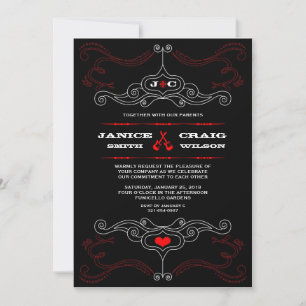 Invitation Poster Mariage Rock n Roll (noir / rouge)