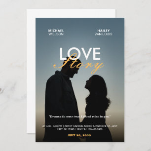 Invitation Poster minimaliste Mariage photo histoire d'amour