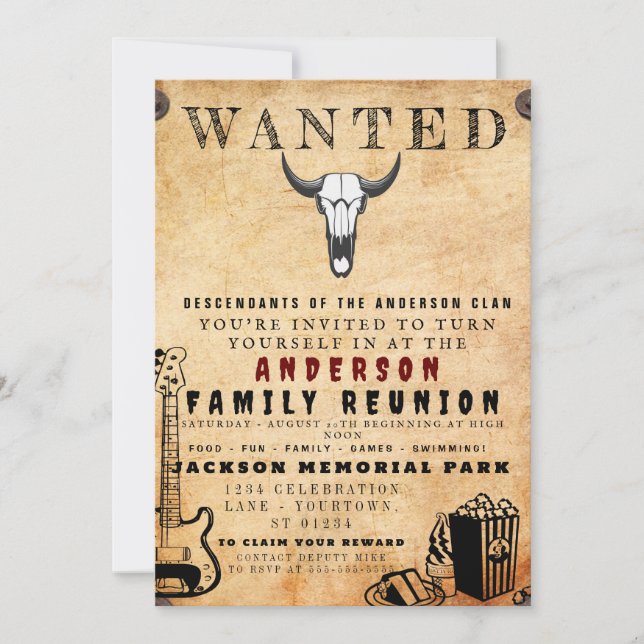 Invitation Poster Recherché Famille Réunion Barbecue Invitati (Devant)