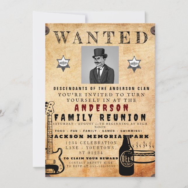 Invitation Poster Recherché Famille Réunion Barbecue Invitati (Devant)