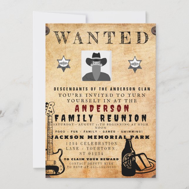 Invitation Poster Recherché Famille Réunion Barbecue Invitati (Devant)