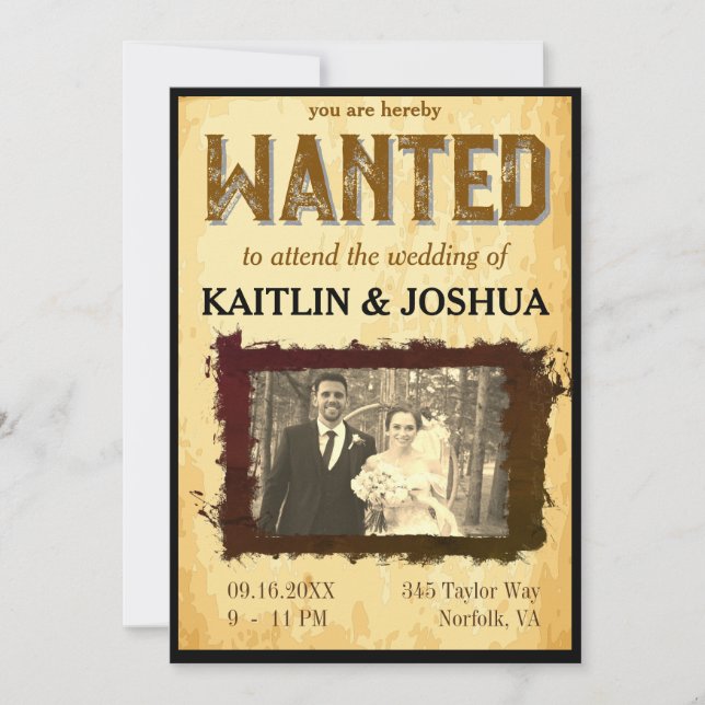 Invitation Poster Recherché 💍 Thème Occidental Mariage Photo (Devant)