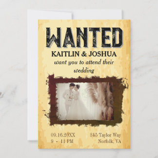 Invitation Poster Recherché 💍 Vieux-Ouest 🤠 photo Mariage
