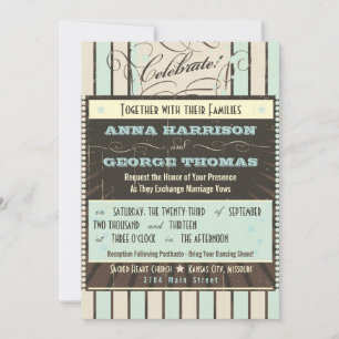 Invitation Poster rustique : Mariage personnalisé bleu et cac