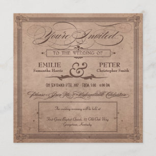 Invitation Poster vintage Rustic Cocoa Mariage & Réception