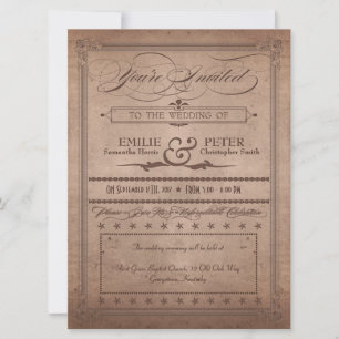 Invitation Poster vintage Rustic Cocoa Mariage & Réception