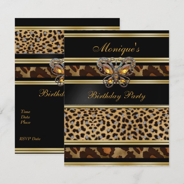 Invitation Posters de animaux sauvages exotiques Anniversaire (Devant / Derrière)