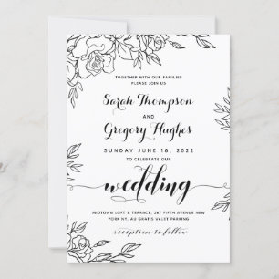 Invitation Posy du Mariage de calligraphie rustique Rose