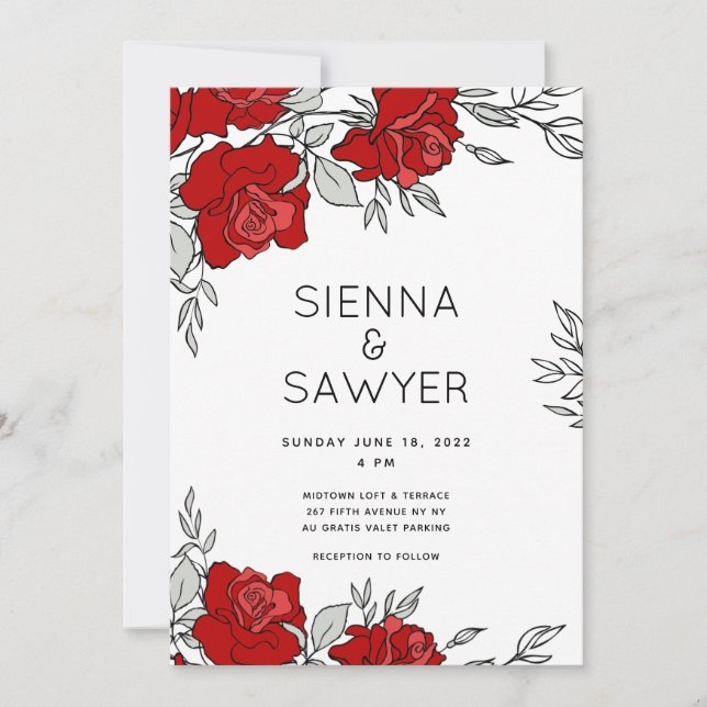 Invitation Posy du Mariage des Roses rouges (Devant)