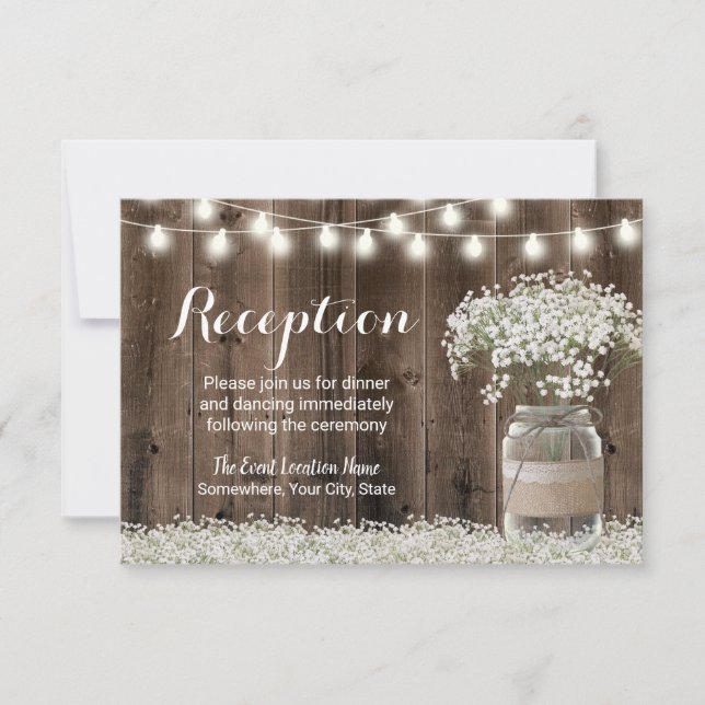 Invitation Pot de fleurs de Gypsophile pour Mariage Rustique (Devant)