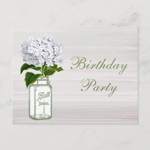Invitation Pot de maçon chic et fête d'anniversaire blanche