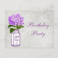 Pot de maçon chic et fête d'anniversaire pourpre