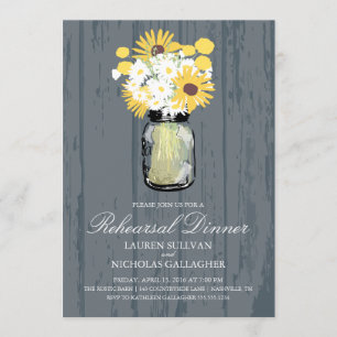 Invitation Pot de maçon et dîner de répétition de tournesols