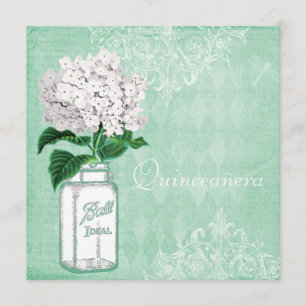 Invitation Pot de maçon et hortensia chics minables en bon