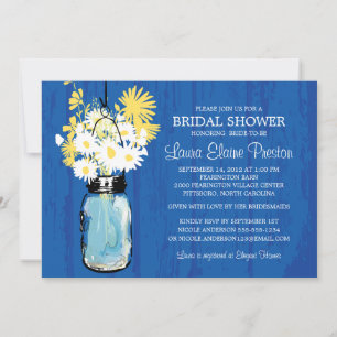 Invitation Pot de maçon rustique de bleu de cobalt et