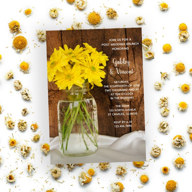 Invitation Pot de Mason et Daisies Campagne Après-Mariage Bru (Créateur téléchargé)