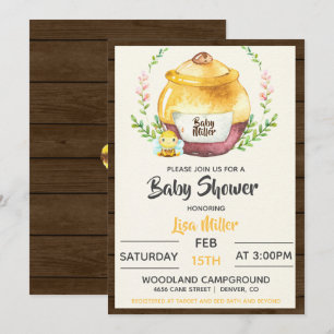 Invitation Pot de miel rustique et Baby shower d'abeilles
