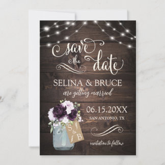 Invitation Pot en bois rustique avec fleurs de lavande pour f