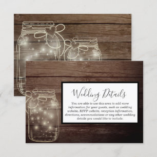 Invitation Pot en verre en bois rustique pour réception champ