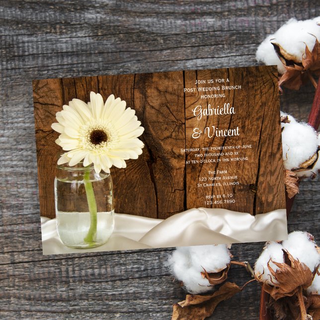 Invitation Pot en verre Mason White Daisy Barn Post Réception (Créateur téléchargé)