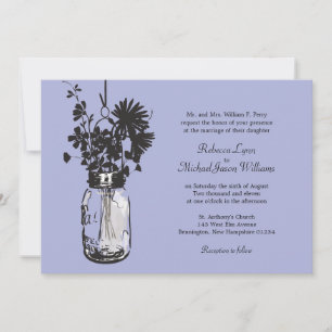 Invitation Pot et fleurs sauvages de maçon épousant des