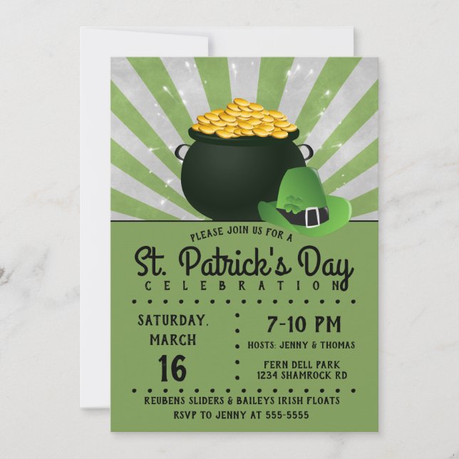Invitation Pot o' Gold Leprechaun Casquette (Devant)
