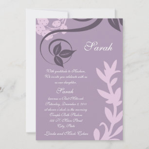 Invitation poteau de polka à fleurs violettes
