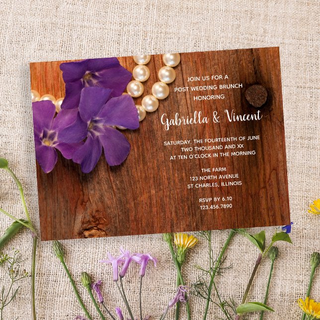 Invitation Poteau en bois de grange à pervenche pour le brunc (Créateur téléchargé)